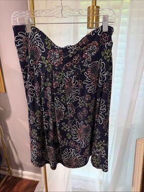 George Black Floral A-Line Skirt with Pink and Lime Accents